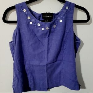 Purple Requirements Sleeveless Blouse Top Sz 12 Linen Blend
